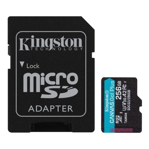  256GB microSDXC Kingston Canvas Go! Plus UHS-I U3 V30 A2 + adapter  (SDCG3/256GB) 