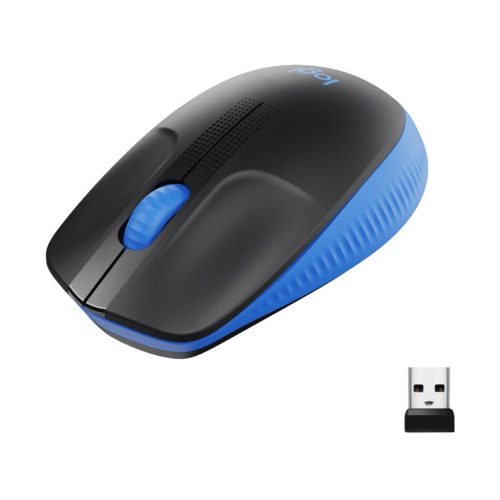  Logitech M190 teljes méretű vezeték nélküli optikai egér kék-fekete (910-005907) 