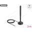 Delock WiFi 6-es antenna RP-SMA-dugó 3 dBi mindenirányú RG-174 csatlakozó kábellel 3 m, billenőcsuklóval és mágneses alappal, fekete színű (10039)
