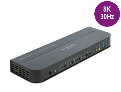 Delock DisplayPort 1.4 KVM switch 8K 30 Hz USB 3.0-vel és audióval (11484)