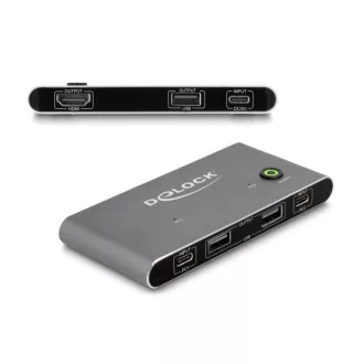   Delock USB-C -s KVM kapcsoló HDMI-hez 8K 60 Hz USB 2.0 csatlakozó felülettel (11486)