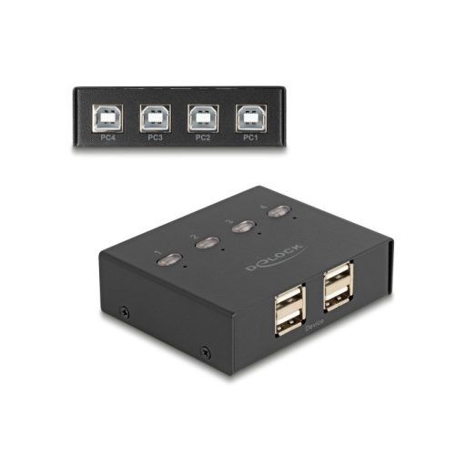 Delock USB 2.0 kapcsoló 4 személyi számítógép - 4 eszköz (11507)