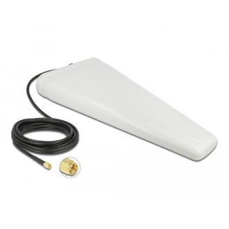   Delock LTE-antenna, SMA-csatlakozódugó, 9 - 11 dB kétirányú, csatlakozókábellel (RG-58, 5 m), fehér, (12002)
