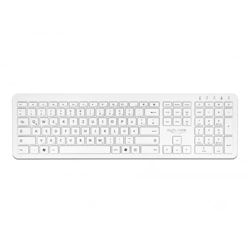 Delock NÉMET 2,4 GHz-es vezetéknélküli USB klaviatúra fehér (lapos) (12014)