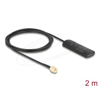   Delock GSM UMTS LTE WLAN 2,4 GHz Antenna, SMA csatlakozódugó, 2 dBi, irányítatlan, rögzített, fekete, öntapadós (12050)