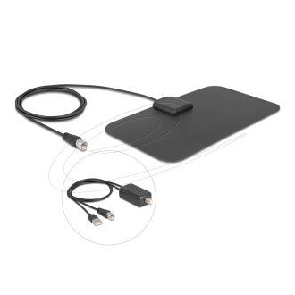   Delock DAB+ DVB-T2 antenna F apa 5 - 25 dB aktív, mindenirányú, fekete ragasztós beszerelés (12085)