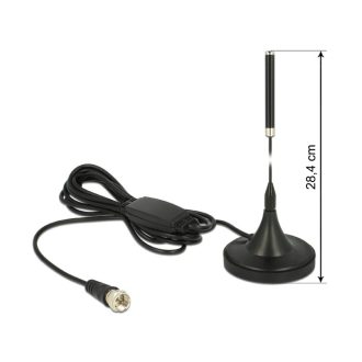   DELOCK DAB+ antenna F dugó 21 dBi aktív mindenirányú mágneses talpú fix - fekete (12413)
