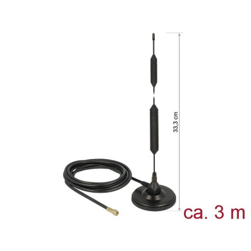 Delock GSM antenna SMA-dugó 5 dBi irányítatlan, rögzített, mágneses talppal és csatlakozókábellel (R (12418)