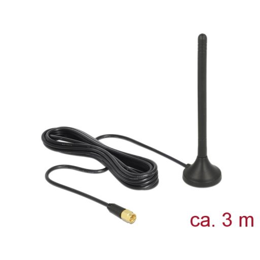 Delock LTE / GSM / UMTS antenna SMA-dugó 2,5 dBi irányítatlan, rögzített, mágneses talppal és csatla (12419)