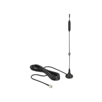   Delock LTE / GSM / UMTS antenna SMA-dugó 2-4 dBi irányítatlan, mágneses talppal és csatlakozókábelle (12420)