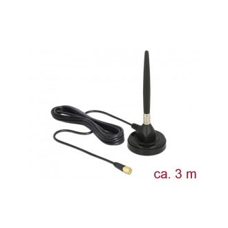   Delock GSM antenna SMA-dugó 3 dBi irányítatlan, rögzített, mágneses talppal és csatlakozókábellel (R (12421)