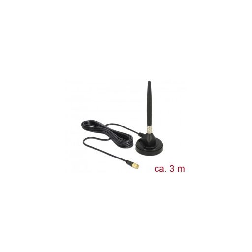 Delock GSM antenna SMA-dugó 3 dBi irányítatlan, rögzített, mágneses talppal és csatlakozókábellel (R (12421)