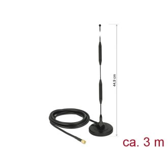   Delock LTE antenna SMA-dugó 5 dBi irányítatlan, rögzített, mágneses talppal és csatlakozókábellel (R (12425)