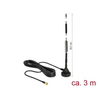   Delock LTE antenna SMA-dugó 5 dBi irányítatlan, rögzített, mágneses talppal és csatlakozókábellel (R (12427)