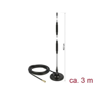   Delock LTE antenna SMA-dugó 7 dBi irányítatlan, rögzített, mágneses talppal és csatlakozókábellel (R (12428)