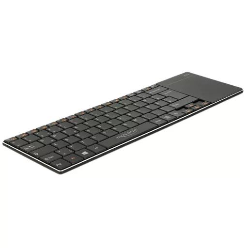 Delock NÉMET Vezeték nélküli billentyuzet okostévéhez és Windows PC-hez 6 mm-es sík érintopaddal (12454)
