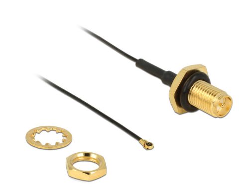 Delock RP-SMA Jack Bulkhead antenna kábel > MHF IV / HSC MXHP32 kompatibilis dugó 200 mm (12460)