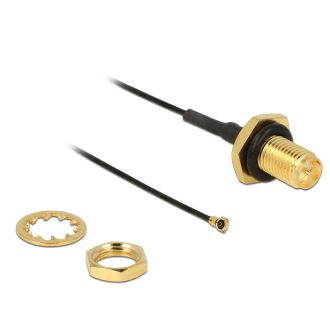   Delock Antennakábel RP-SMA Jack Bulkhead > MHF IV /HSC MXHP32 kompatibilis dugó 100 mm 0,81 menettel (12464)