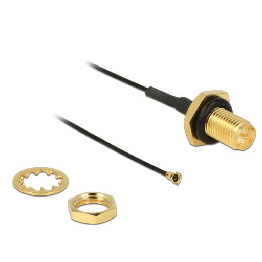 Delock Antennakábel RP-SMA Jack Bulkhead > MHF IV /HSC MXHP32 kompatibilis dugó 100 mm 0,81 menettel (12464)