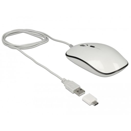 CSOMAGOLÁS SÉRÜLT Delock Optikai 4 gombos USB A-típusú + USB Type-C  asztali egér (12532CSS)