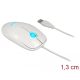 Delock Optika LED-es egér 3 gombos, A-típusú USB, fehér színu (12537)