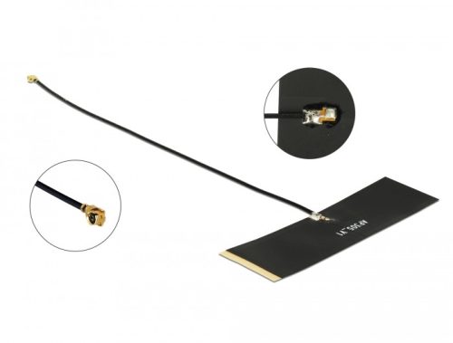 Delock TETRA 430 - 470 MHz Antenna, MHF  I csatlakozódugó, 0 dBi, 15 cm-es NYÁK-lap, fekete, öntapad (12539)