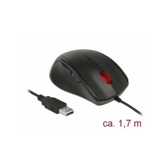   Delock Ergonomikus tervezésu, öt gombos, USB-s optikai egér - balkezeseknek (12548)