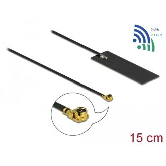   Delock WLAN 802.11 ac/ax/a/h/b/g/n Antenna, MHF  I csatlakozódugó, 2 - 4 dBi, 15 cm-es NYÁK-lap, bel (12608)