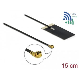   Delock WLAN 802.11 ac/ax/a/h/b/g/n Antenna, MHF  I csatlakozódugó, 2,7 - 3,0 dBi, 1.13 15 cm-es NYÁK (12611)