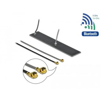   Delock WLAN 802.11 ac/ax/a/h/b/g/n ikerantenna, 2 x MHF  I csatlakozódugó, 2,2   4,0 dBi, 2 x 15 cm- (12627)
