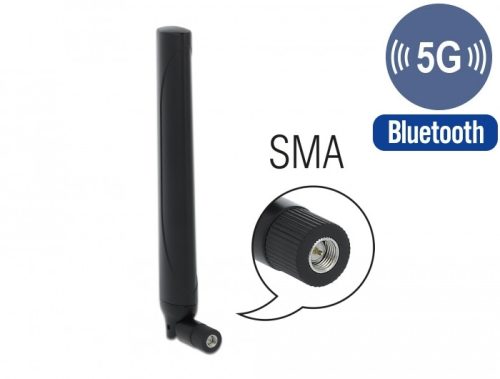 Delock 5G LTE antenna SMA-dugó -0,5 - 2,3 dBi irányított, csuklós csatlakozó, fekete (12633)