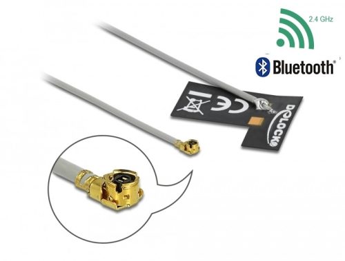 Delock WLAN 802.11 b/g/n Antenna, MHF  I csatlakozódugó, 2 dBi, 1.13 10 cm-es NYÁK-lap, belső öntapa (12693)