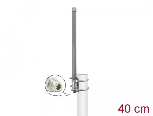 Delock 433 MHz antenna N-hüvely 2 dBi 40 cm irányítatlan, rögzített, kültéri, szürke (12695)