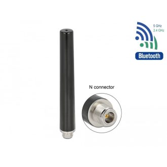   Delock Két csatornás WLAN WiFi 6 Antenna N anya 4 - 6 dBi 16,55 cm többirányú fix kültéri fekete (12701)