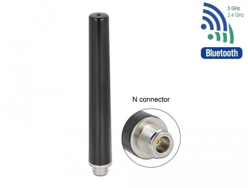 Delock Két csatornás WLAN WiFi 6 Antenna N anya 4 - 6 dBi 16,55 cm többirányú fix kültéri fekete (12701)