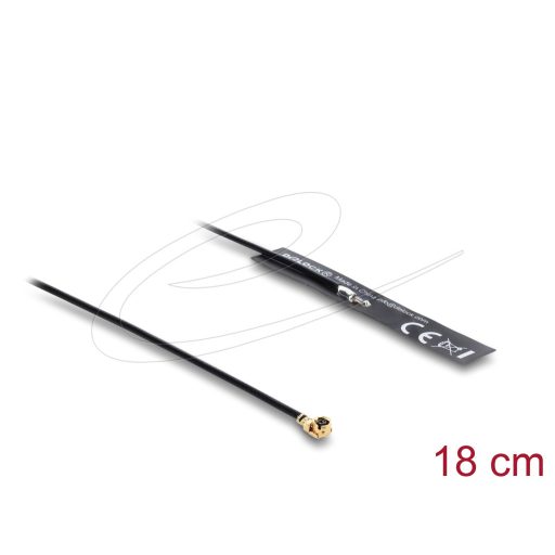 Delock WiFi 2,4 GHz Antenna I-PEX Inc., MHF  I-dugó 3,4 dBi mindenirányban rögzíthető, csatlakozó kábellel (1.13, 18 cm), NYÁK-lap, belső öntapadós (12720)