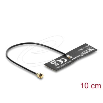   Delock WiFi 6 Antenna I-PEX Inc., MHF  I-dugó 4,5 - 5,0 dBi mindenirányban rögzíthető, csatlakozó kábellel (1.13, 10 cm), NYÁK-lap, belső öntapadós (12724)