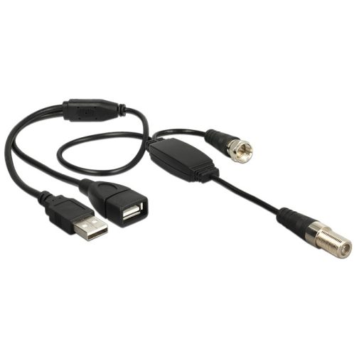Delock Antenna kábel F Jack > F Plug, phantom táp 5 V USB-ről 22 cm (13006)