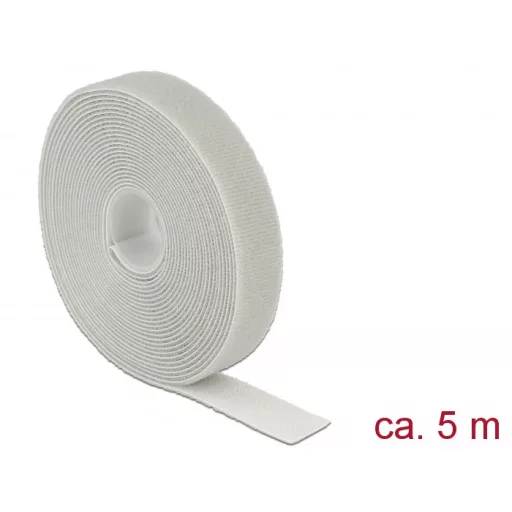 Delock Hurkolható rögzítők, 5 m x 20 mm (H x Sz) tekercs, szürke (18280)