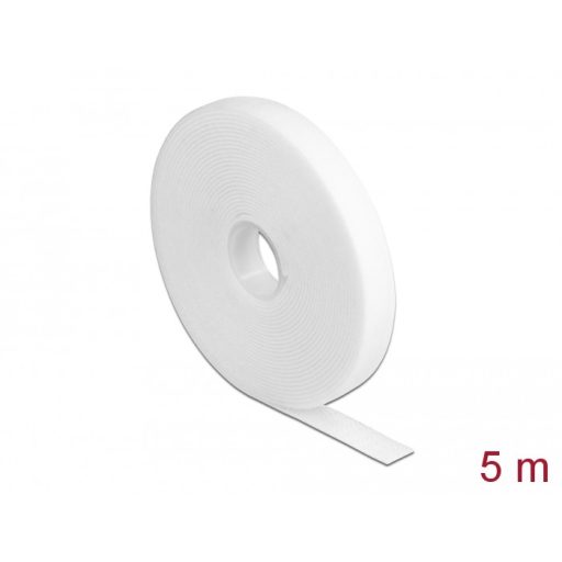 Delock Velcro fehér ragasztó szalag guriga Hx 5 m x Sz 13 mm (18377)