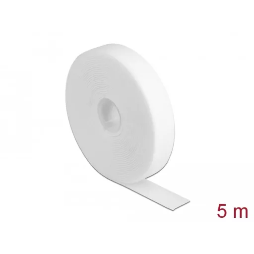 Delock Velcro fehér ragasztó szalag guriga Hx 5 m x Sz 20 mm (18381)