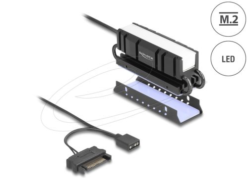Delock M.2 Hűtőborda SSD 2280-hoz RGB LED világítással