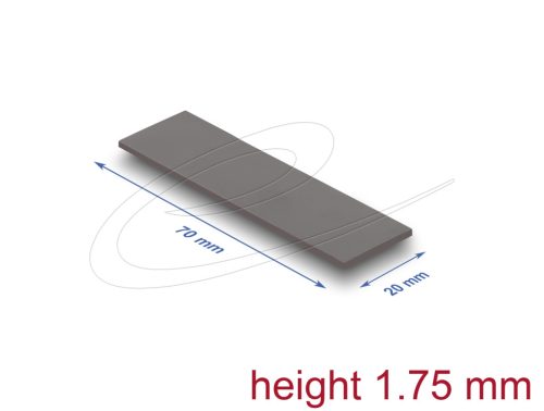 Delock Hővezető párna 70 x 20 x 1,75 mm M.2 modulokhoz 3,2 W/mK   alacsony olaj szivárgás