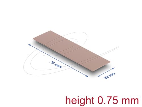 Delock Hővezető párna 70 x 20 x 0,75 mm M.2 modulokhoz 3,0 W/mK   nem szilikon anyagú