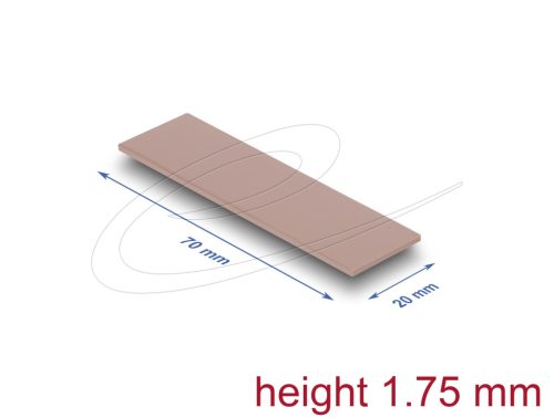 Delock Hővezető párna 70 x 20 x 1,75 mm M.2 modulokhoz 3,0 W/mK   nem szilikon anyagú