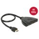 Delock HDMI UHD-kapcsoló, 3 x HDMI-bemenet > 1 x HDMI-kimenet, 4K integrált kábellel (50 cm)