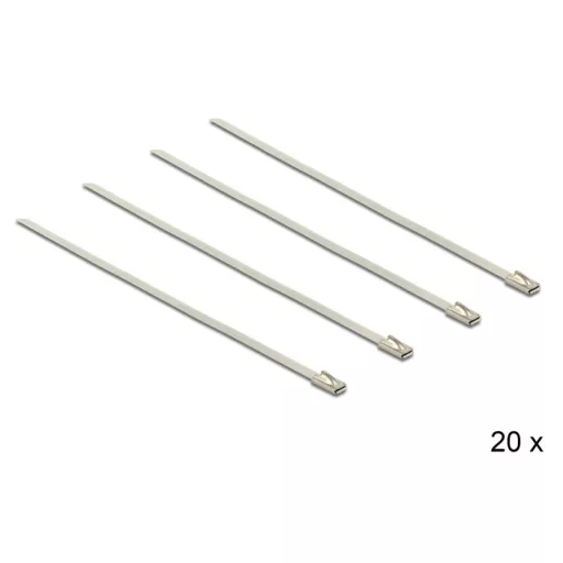 Delock Rozsdamentes acél kábelkötegelők, 200 x 4,6 mm (H x Sz), 20 darab (18631)