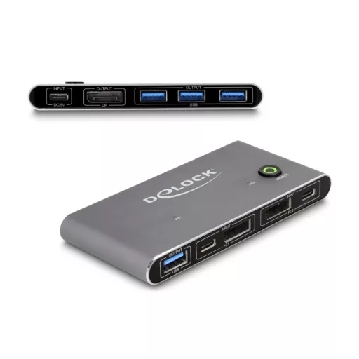 Delock DisplayPort KVM 8K 30 Hz kapcsoló USB 5 Gbps (18646)