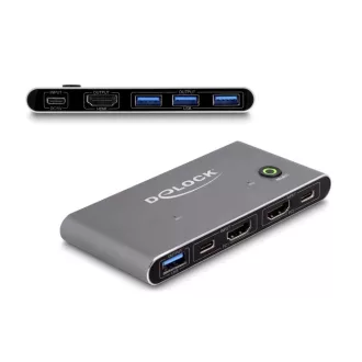 Delock HDMI KVM 8K 60 Hz kapcsoló USB 5 Gbps (18647)