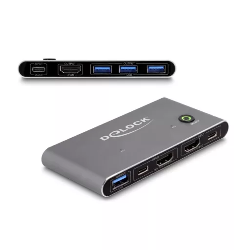 Delock HDMI KVM 8K 60 Hz kapcsoló USB 5 Gbps (18647)